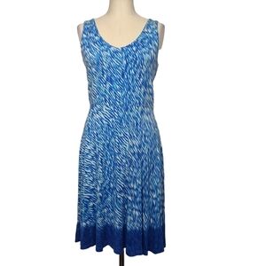 Athleta Blue White Printed Sleeveless Scoop Neck Dress S